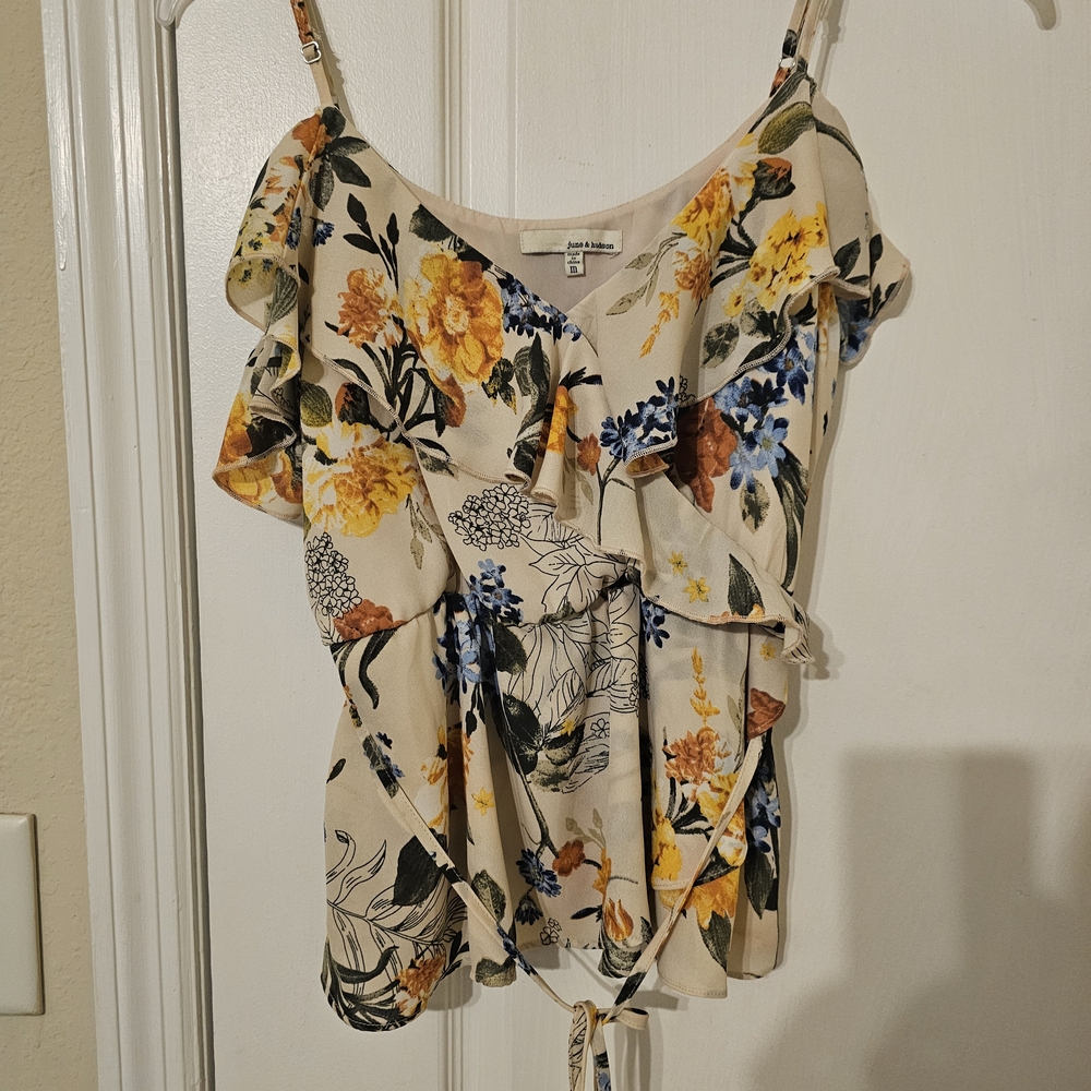 June & Hudson Floral Camisole - Yellow, Blue, Cream